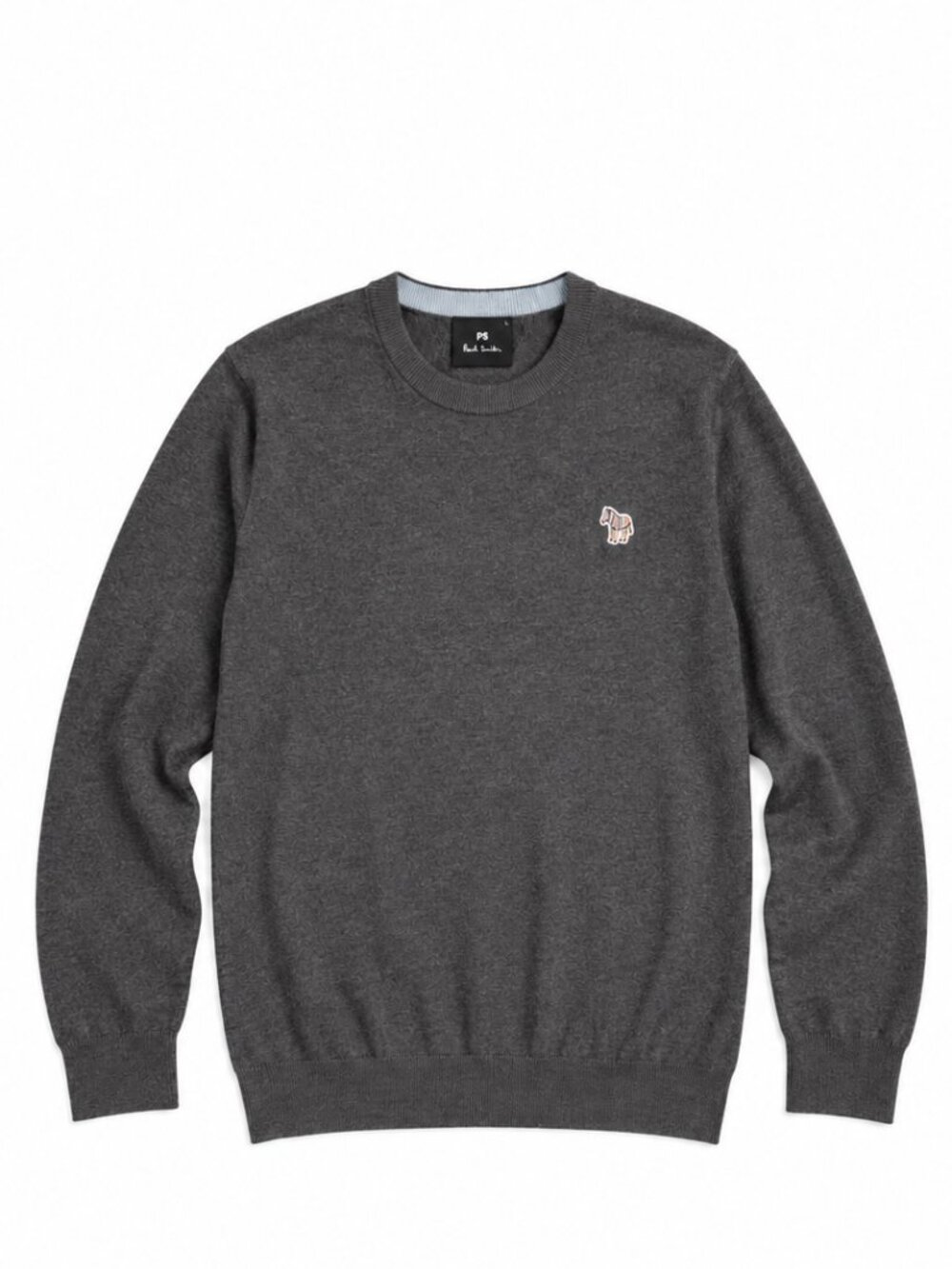 PS Paul Smith Sweater Men’s L Charcoal Gray Zebra Logo Soft Crewneck EUC